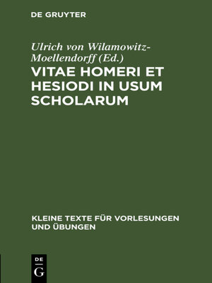 cover image of Vitae Homeri et Hesiodi in usum scholarum